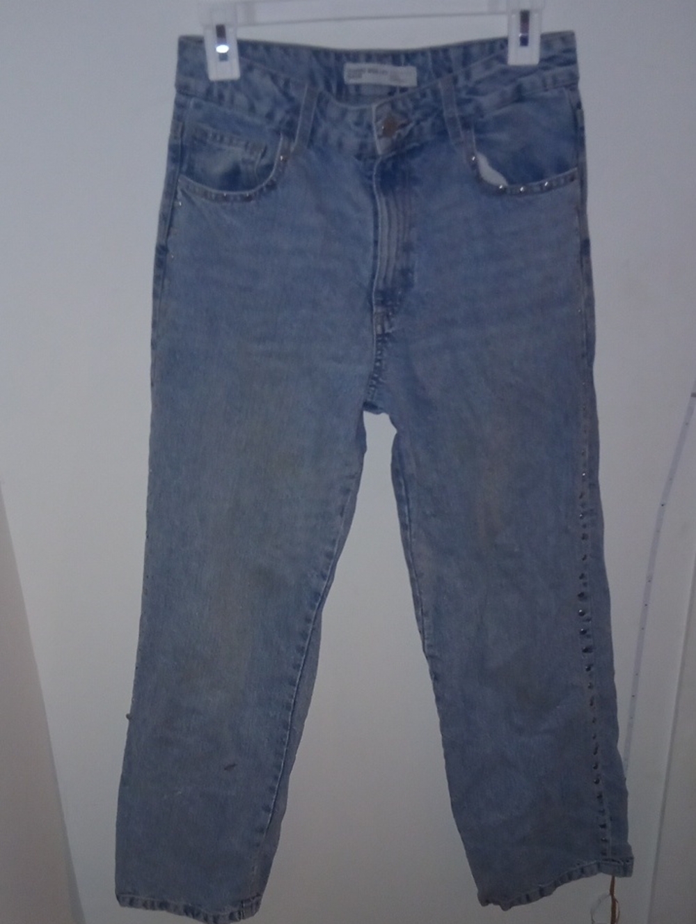 Denim&Co Light Blue 13-14 Years Wide Leg Jeans with Side Studs